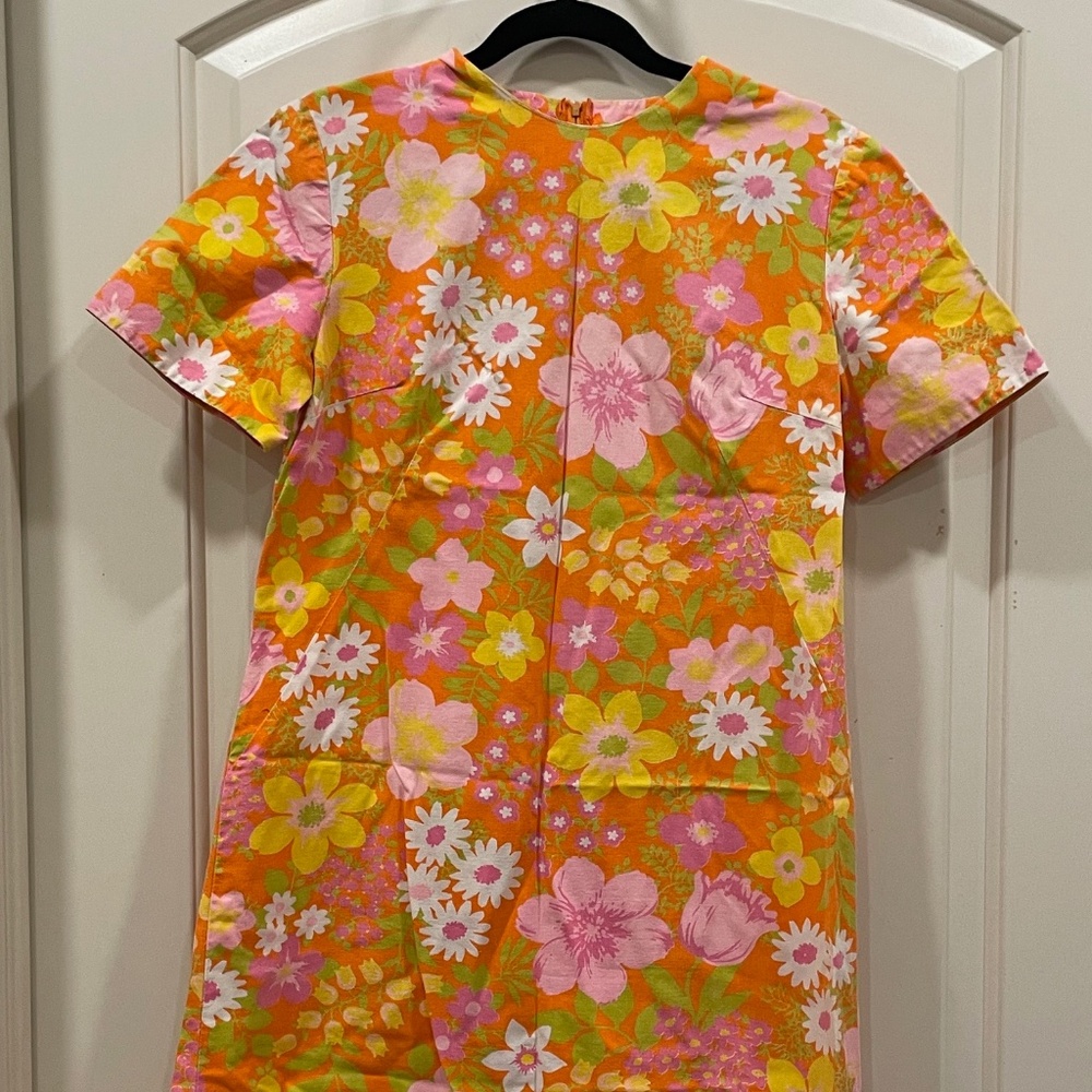 Vintage Dress - short sleeve orange floral
